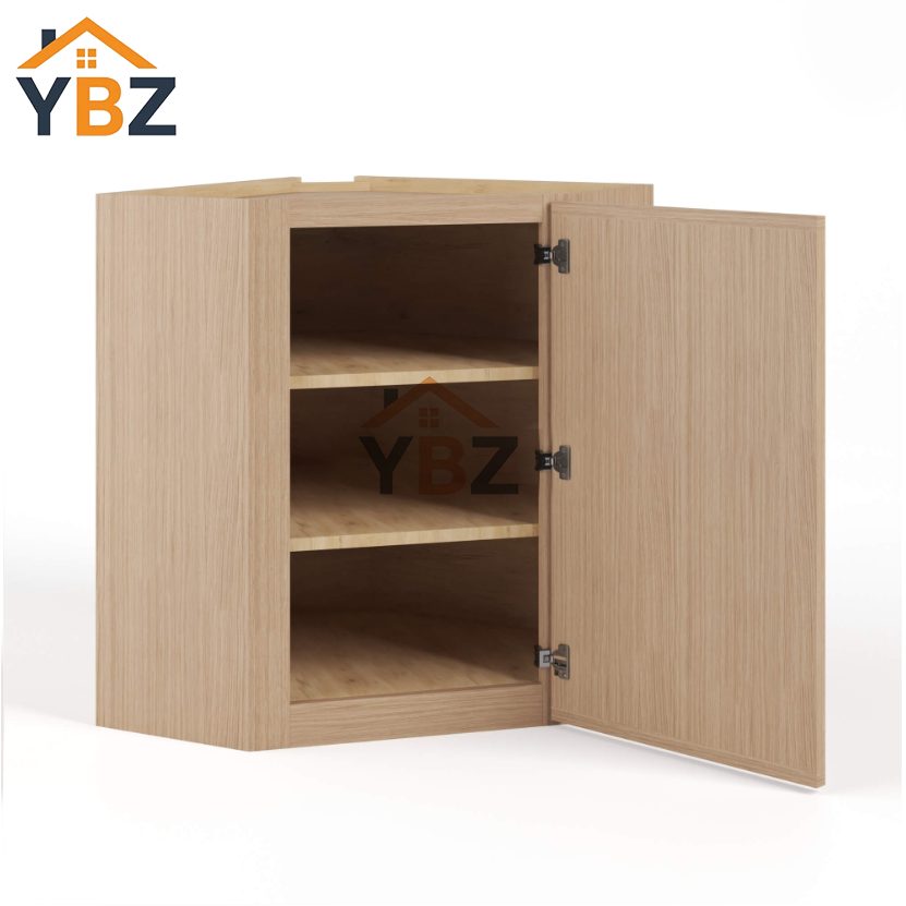2 Slim Oak Shaker Diagonal Corner Wall Cabinet