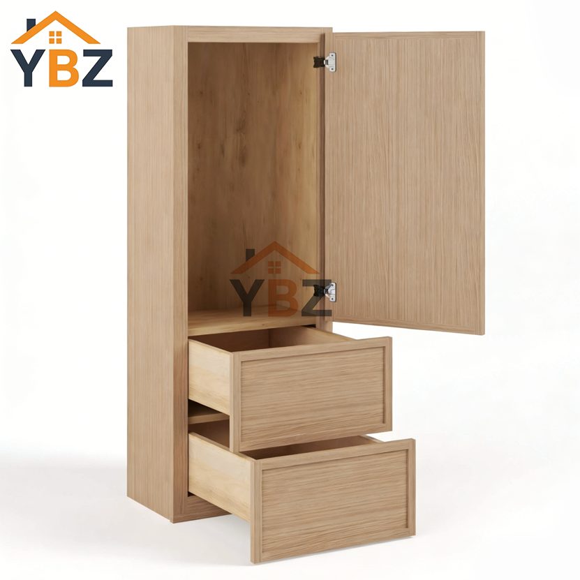 2 Slim Oak Shaker Double with Drawers Wall Cabinet