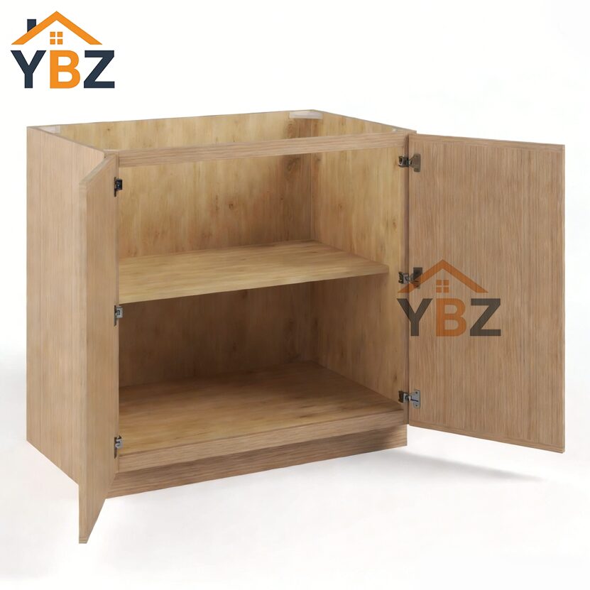 2 Slim Oak Shaker Base Cabinet Double Doors Full Height