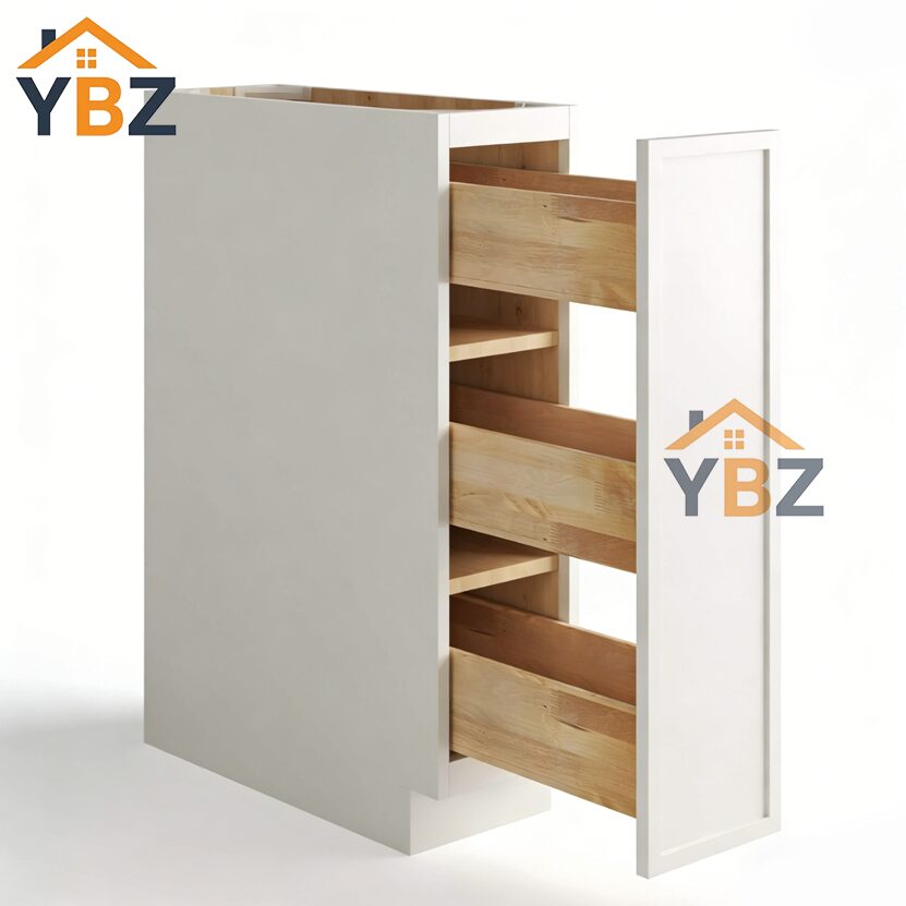 2 Dove White Slim Shaker Spice Pull Base Cabinet