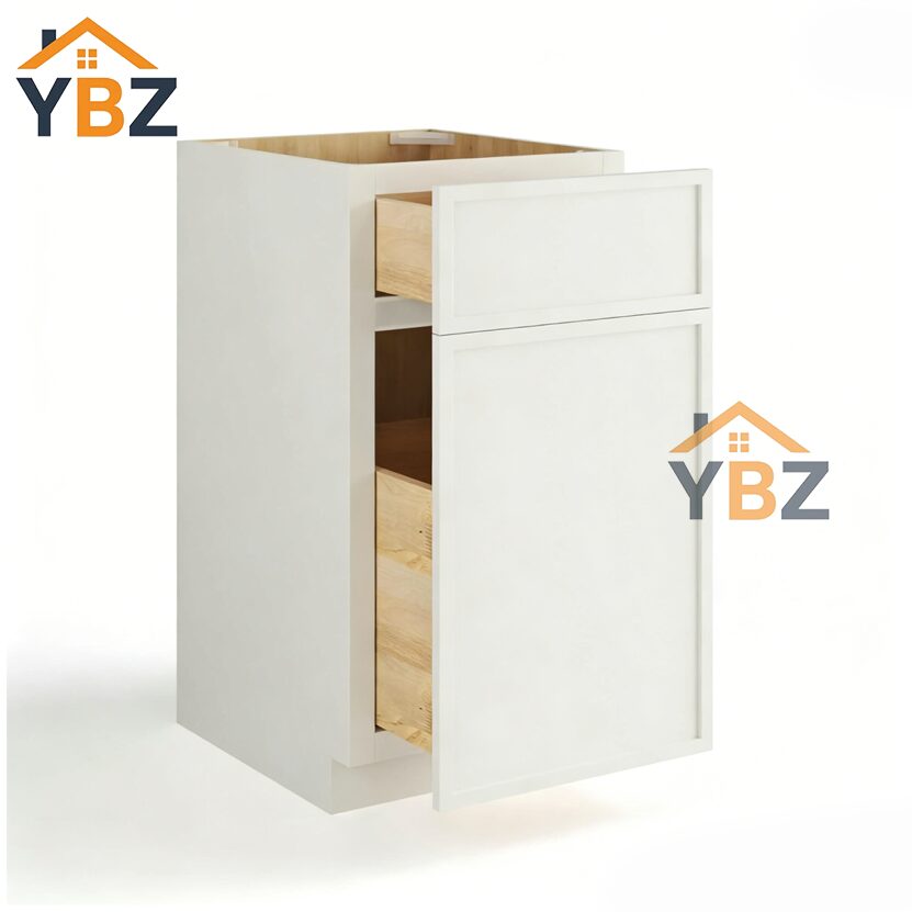 2 Dove White Slim Shaker Trash Base Cabinet