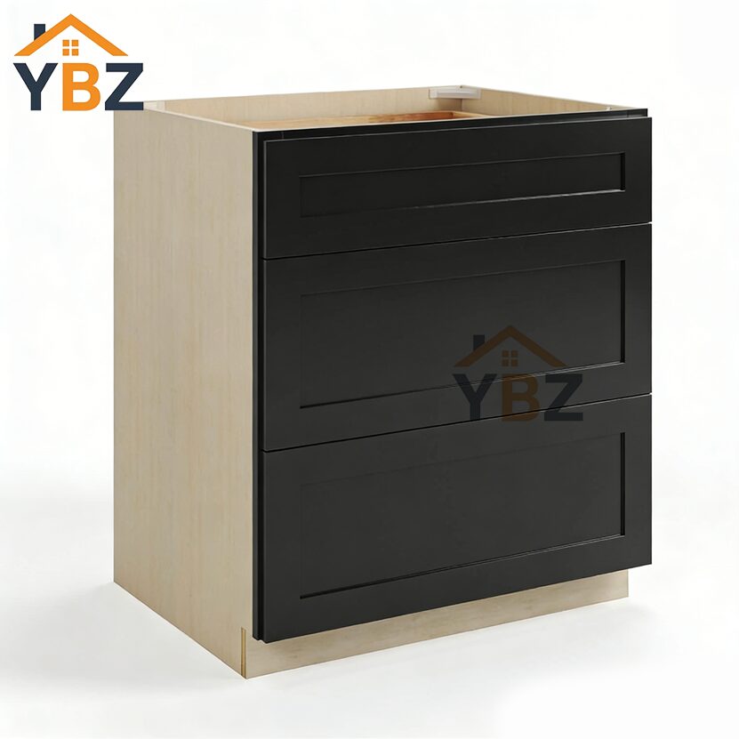 Black Shaker Three Drawer Base