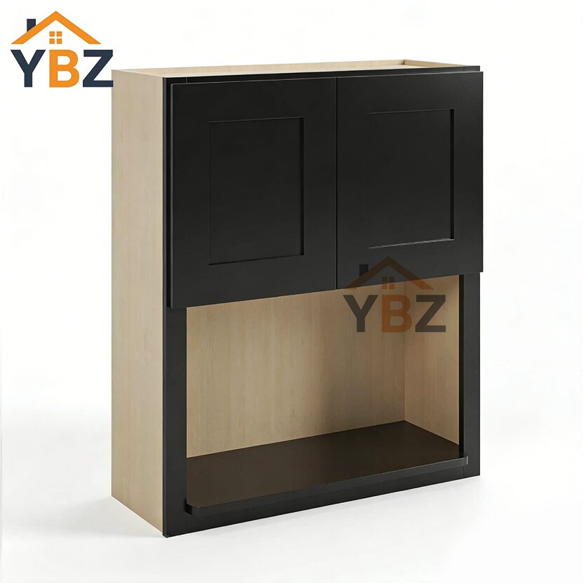 Black Shaker Microwave Wall Cabinet