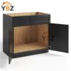 2 Charcoal Black Shaker Sink Base Double Door & Double False Drawer/1 False Drawer