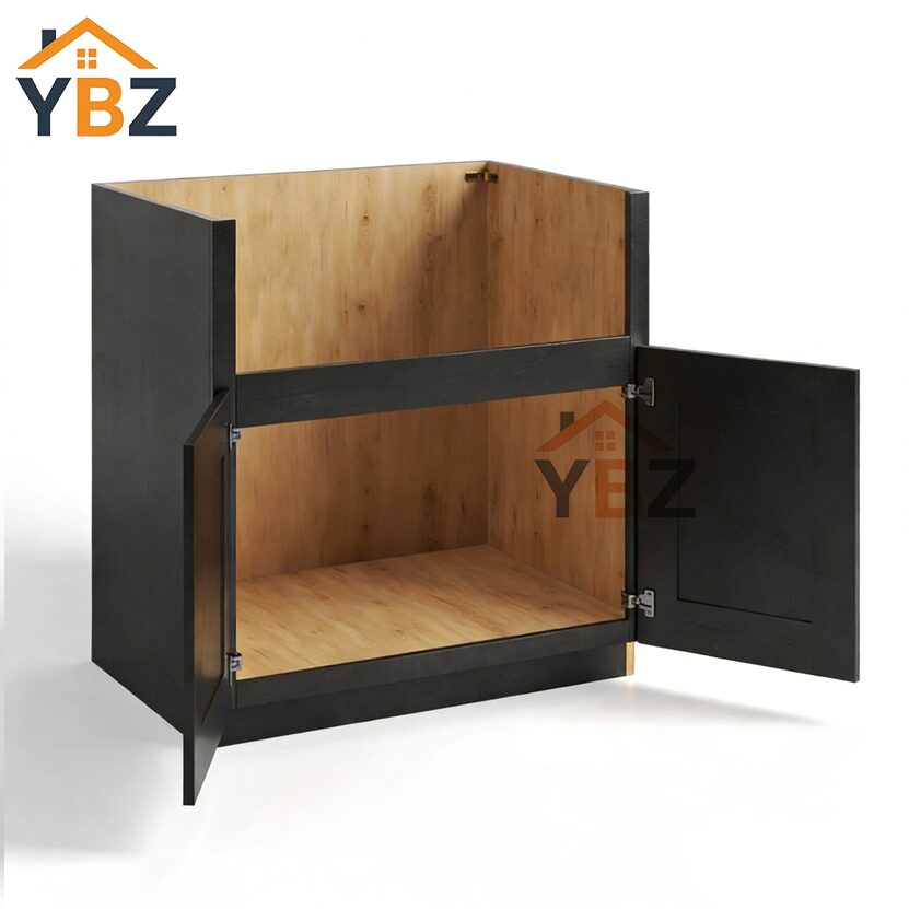 Charcoal Black Shaker Farm House Sink Base Cabinet