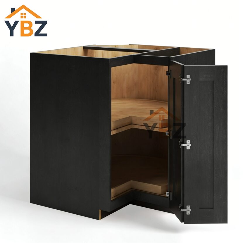 Charcoal Black Shaker Base Lazy Susan Cabinet