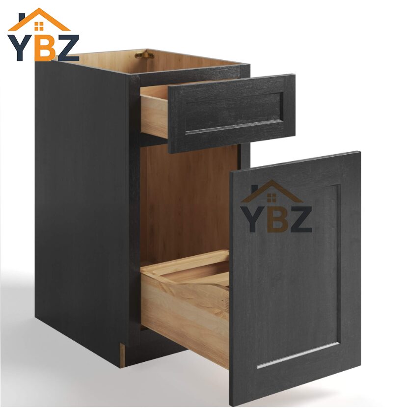 2 Charcoal Black Shaker Base Trash Cabinet