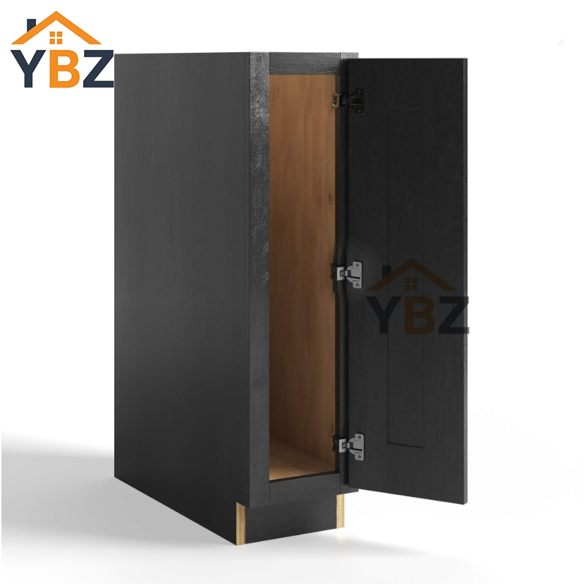 2 Charcoal Black Shaker Full Height Door Base Cabinets Single Door