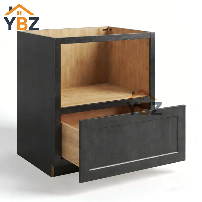 2 Charcoal Black Shaker Base Microwave Cabinet