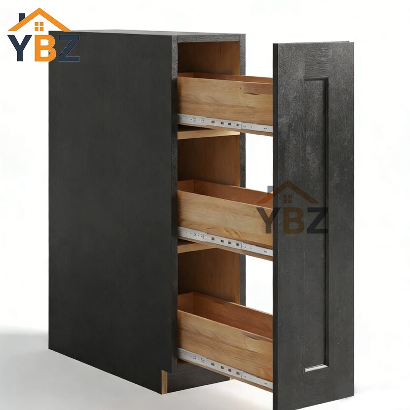 2 Charcoal Black Shaker Base Spice Rack Cabinet