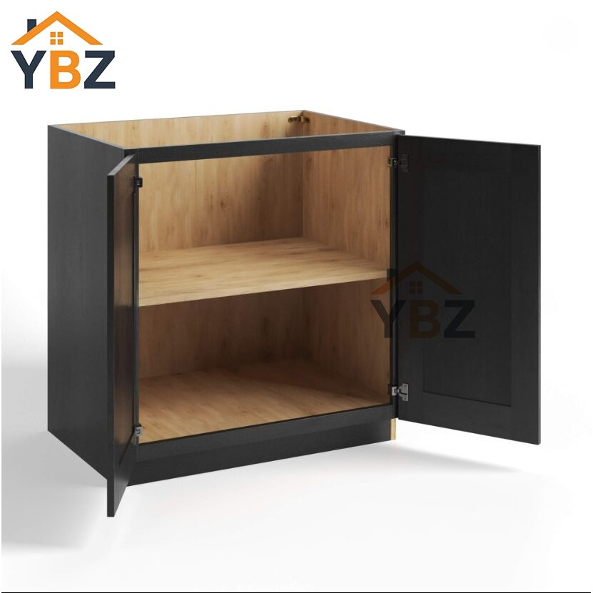 Charcoal Black Shaker Full Height Door Base Cabinets Double Door