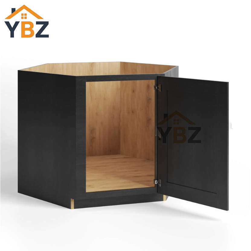 2 Charcoal Black Shaker Corner Sink Base Cabinet