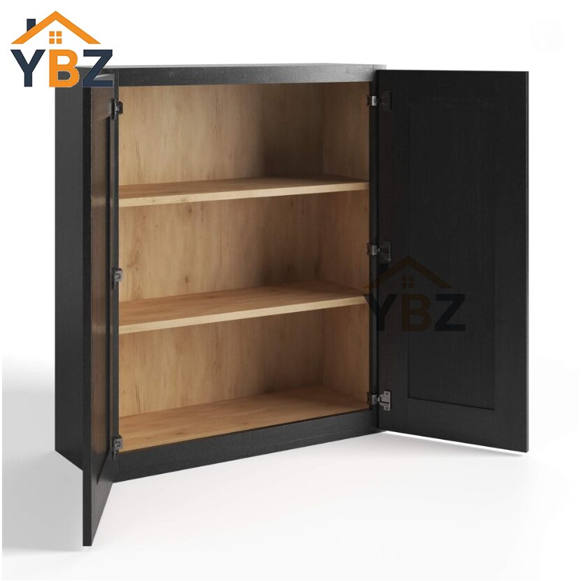 2 Charcoal Black Shaker Double Door Wall Cabinets 30″H,36″H, 42″H,12″D