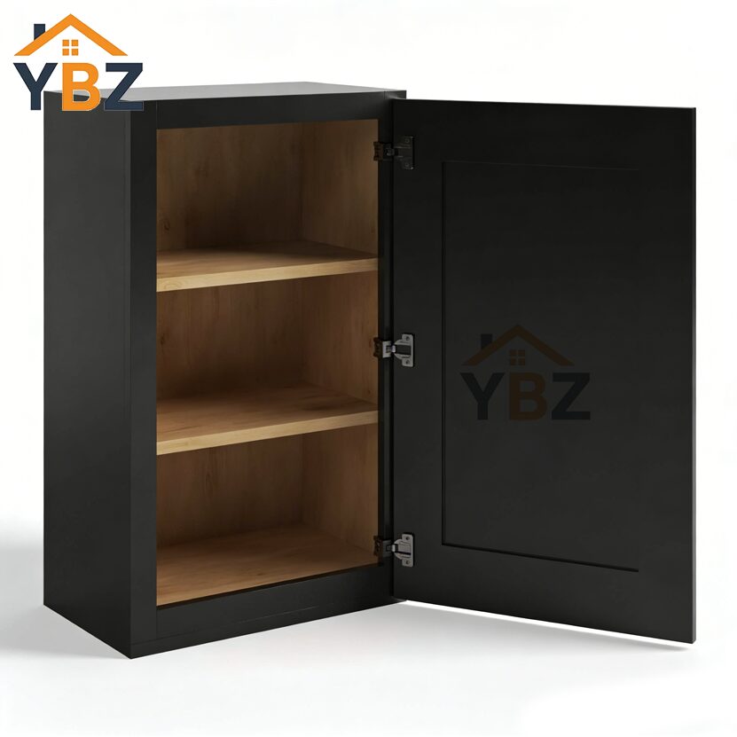 2 Charcoal Black Shaker Single Door Wall Cabinet 30″H 36″H 42″H – 12″D