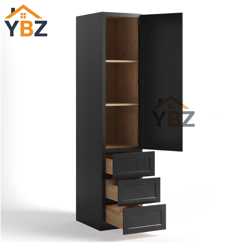 Charcoal Black Shaker Vanity Linen Cabinet