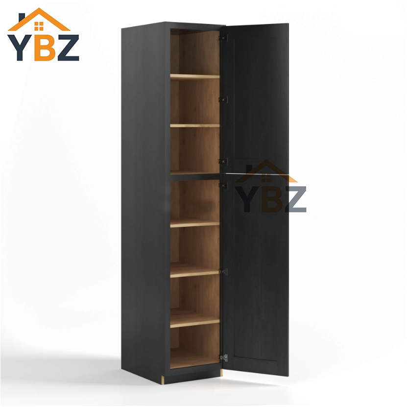 Charcoal Black Shaker Tall Pantry Cabinet 2 Doors/4 Doors