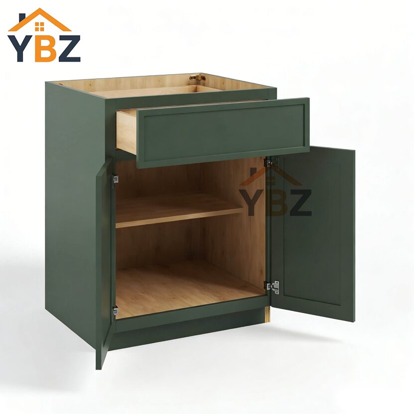 Slim Shaker Green Base Cabinet Double Door & Single Drawer/Double Drawer