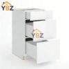 Frameless Gloss White Three Drawer Base Vanity Cabinet