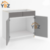 Frameless Gloss Gray Sink Base With Double Doors and Double Dummy Drawer/Single Dummy Drawer