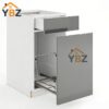 2 Frameless Gloss Gray Trash Base Cabinet