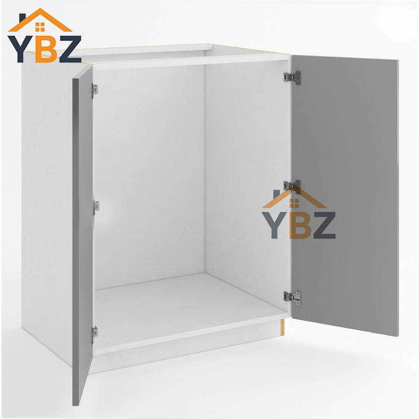 2 Frameless Gloss Gray Full Height Double Door Base Cabinet