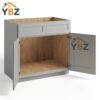 2 Dorian Gray Shaker Sink Base Double Door and Double False Drawer/1 False Drawer
