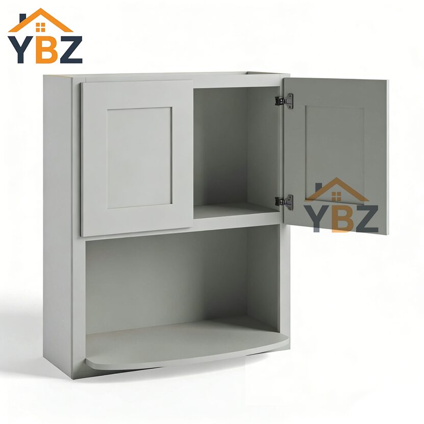 2 Dorian Gray Shaker Wall Microwave Cabinet