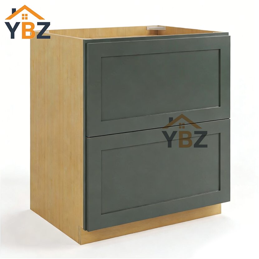 2 Green Shaker Two Drawer Base