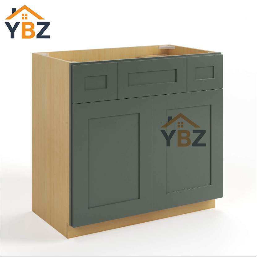 2 Green Shaker Vanity Combo Cabinet