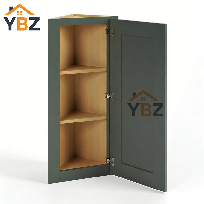 2 Green Shaker 12″ Angle Wall Cabinet