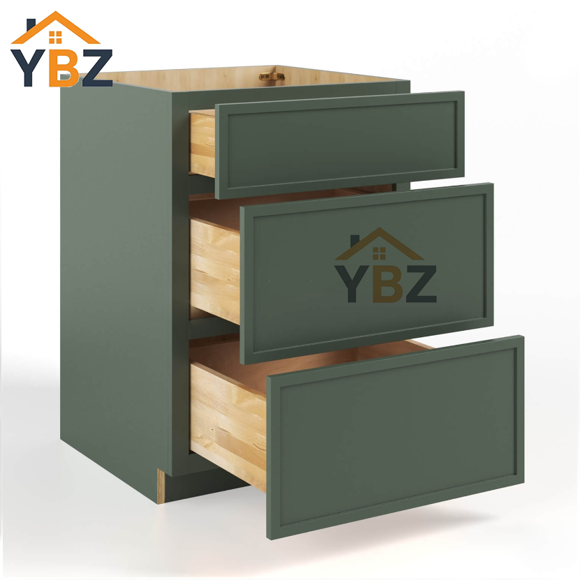 2 Slim Shaker Green Base Cabinet with 2 Drawers/3 Drawers