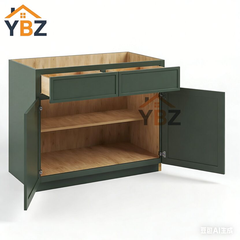 Slim Shaker Green Base Cabinet Double Door & Single Drawer/Double Drawer