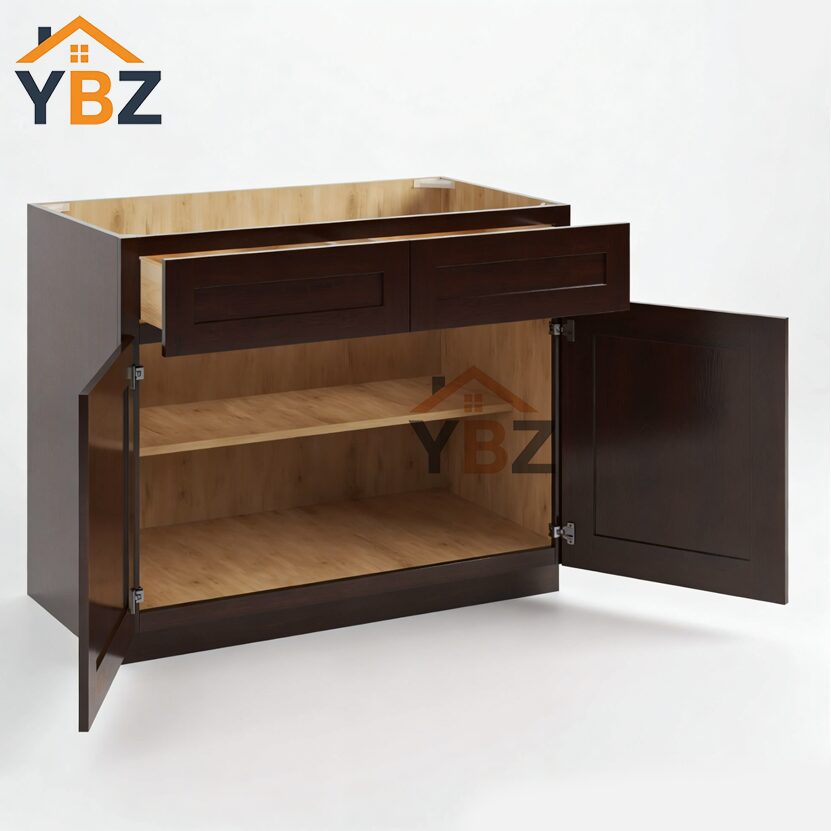 Shaker Espresso Base Cabinet with Double Doors & Single Drawer/Double Doors and Drawers
