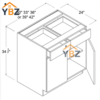 2 Frameless Gloss White Base Cabinet Double Door and Single Drawer/Double Drawer