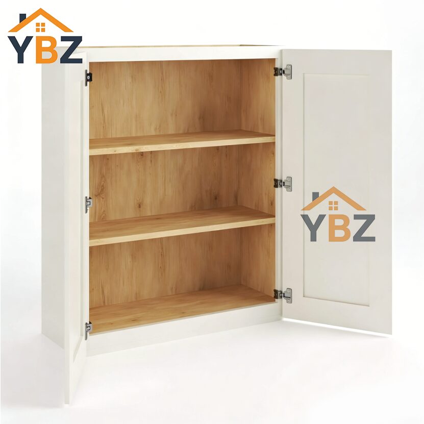 Charleston White Raised Panel  30″ 36″ 42″ H Double Door Wall Cabinet