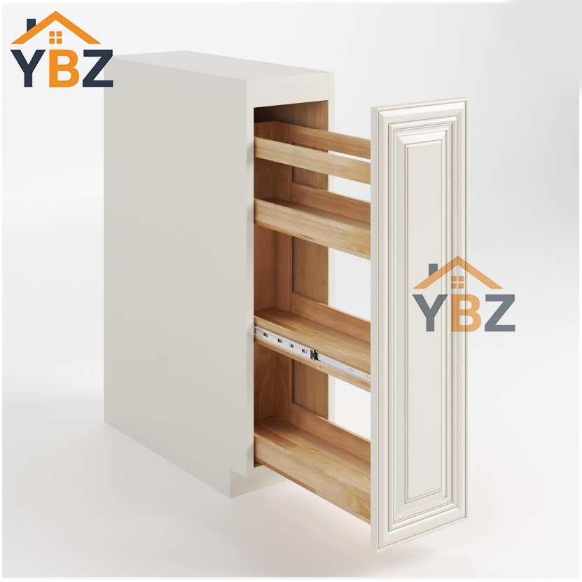 Charleston White Raised Panel Base Spice Cabinet with 5 Drawers/Spice Pull Base Cabinet/Base Tray