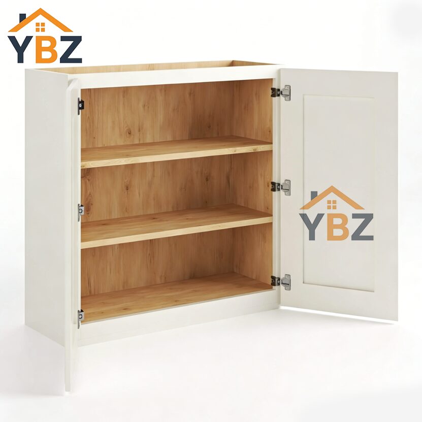 Charleston White Raised Panel  30″ 36″ 42″ H Double Door Wall Cabinet