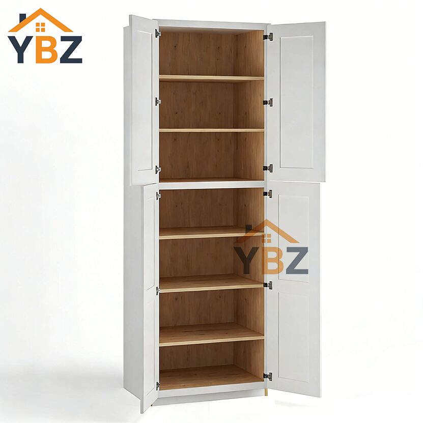 White Shaker18″24″30″W Two Double Door Utility Pantry Cabinet