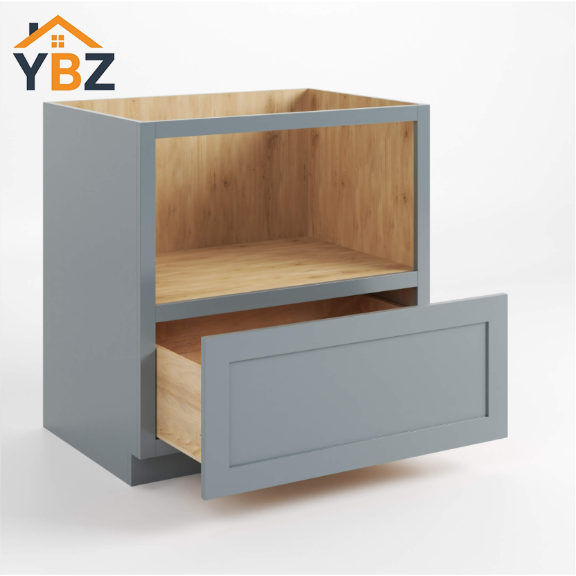 2 Gray Shaker Microwave Base Cabinet with Single Drawer