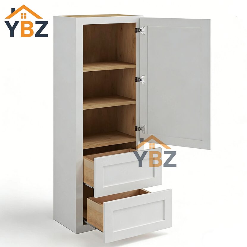 White Shaker 18 W Wall Cabinet with Two Drawers