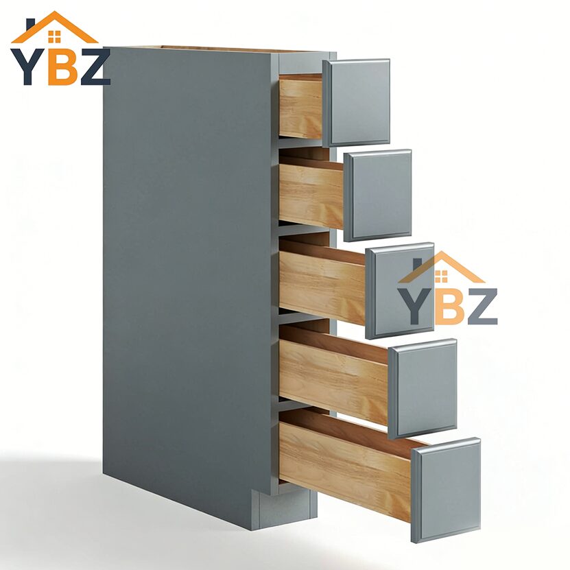 Gray Shaker Base Spice Cabinet with 5 Drawers/Gray Shaker Base Tray