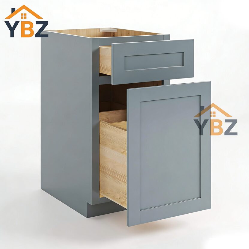Gray Shaker Two Drawer Document File Base Cabinet