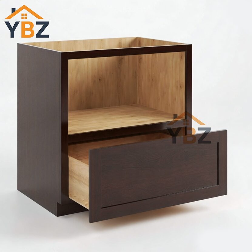 2 Shaker Espresso Microwave Base Cabinet with Single Drawer