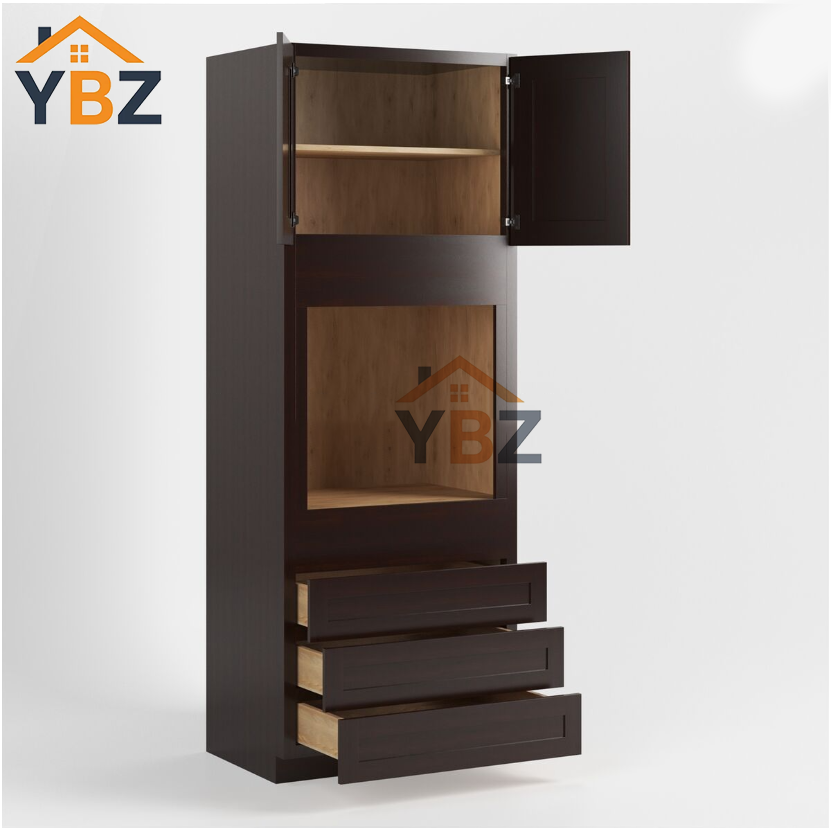 Shaker Espresso 30″33″ W Oven Pantry Cabinet with Three Drawers