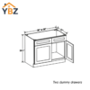 Gray Shaker Double Vanity Sink Base Cabinet
