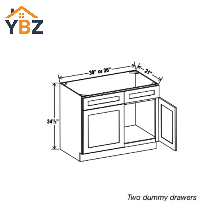 Gray Shaker Double Vanity Sink Base Cabinet