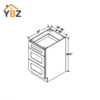 3 White Shaker Vanity Three Drawer Base Cabinet
