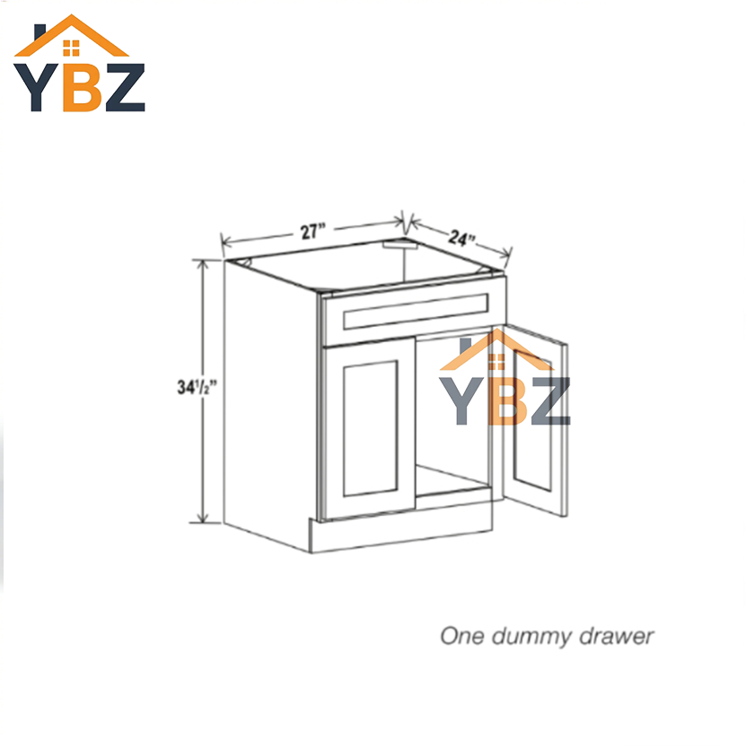 3 Navy Blue Shaker Sink Base with Double Doors and False Drawer 27″