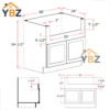 3 Shaker Espresso Farmhouse Sink Base