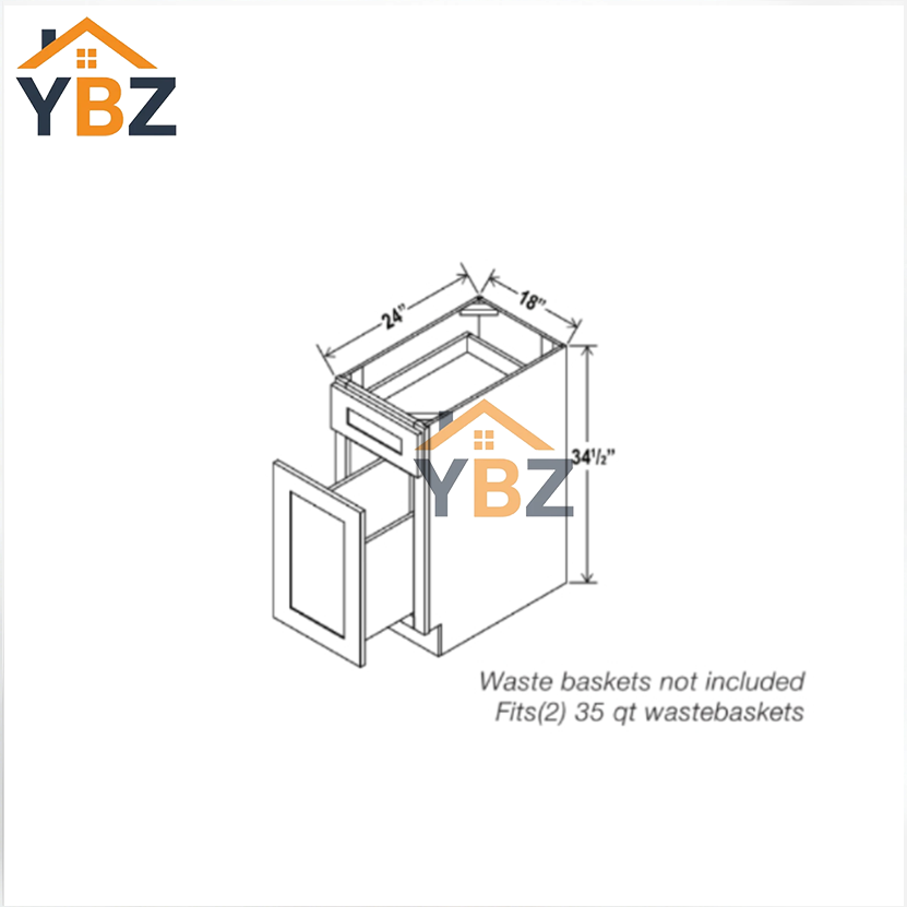 3 Shaker Espresso Trash Base Cabinet